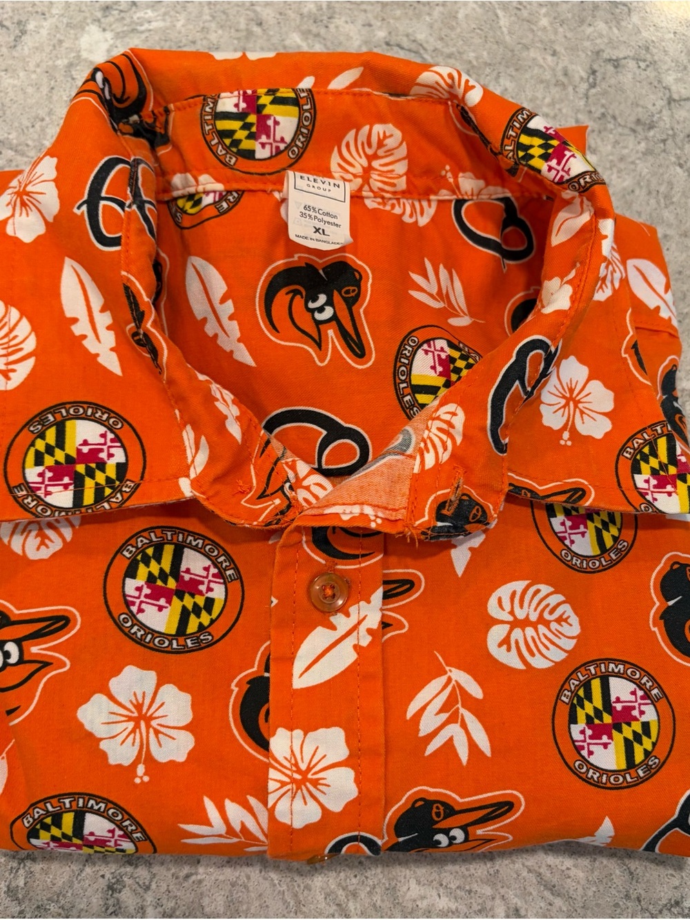 Baltimore Orioles Orange Hawaiian Button-Up Shirt
